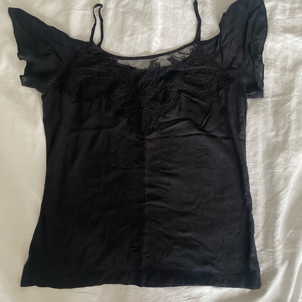 NAF NAF Black Lace Detail Blouse
